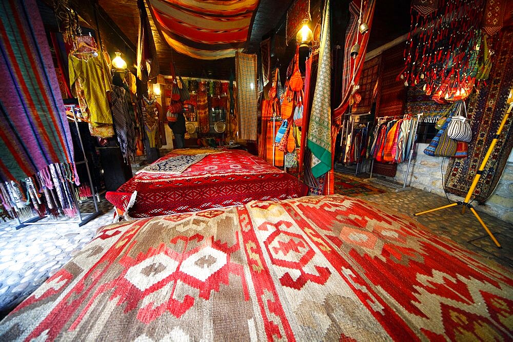 Old Town Turkish bedding stall, Sarajevo, Bosnia and Herzegovina, Europe