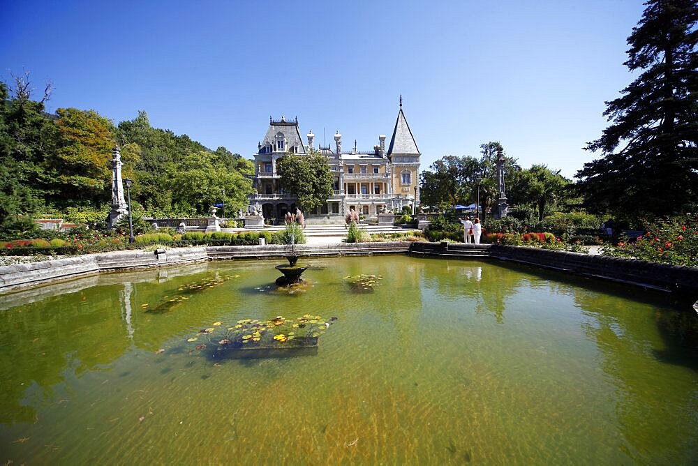 Lily pond at Massandra Palace, Yalta, Crimea, Ukraine, Europe