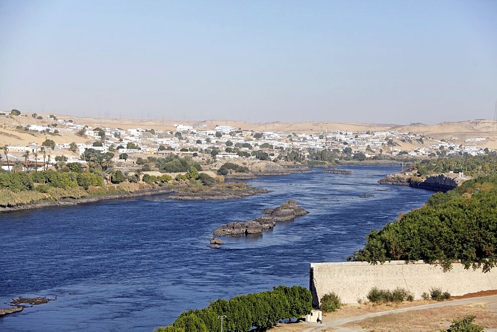 Nubian village and River Nile, Aswan, Egypt, North Africa, Africa