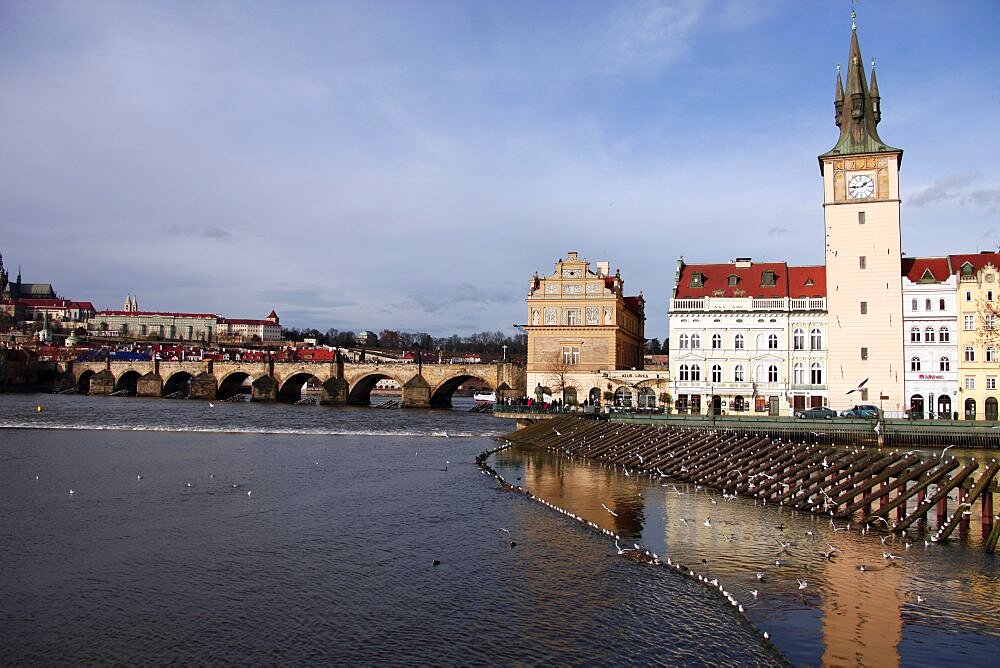 Vltava River and Charles Bridge, Prague, Czech Republic, Europe