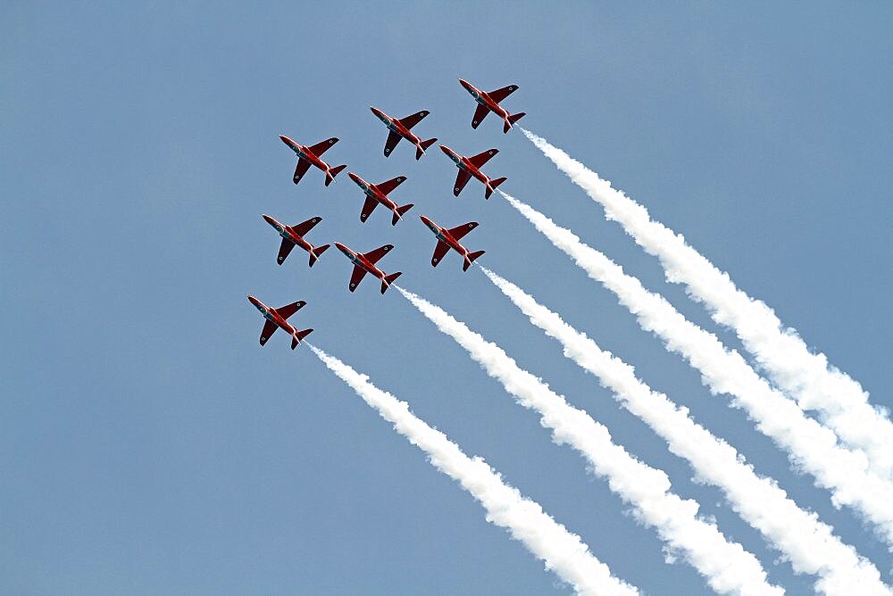 Red Arrows Aerobatic Display, South Bay, Scarborough, North Yorkshire, England, United Kingdom, Europe