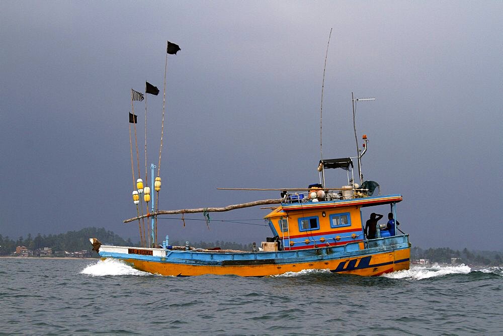 Colourful fishing boat, Galle, Sri Lanka, Asia