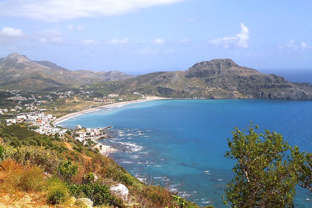 Bay, beach and mountain, Plakias, Crete, Greek Islands, Greece, Europe