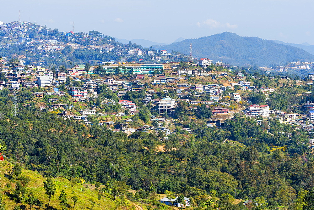 View over Kohima city, Nagaland, India, Asia