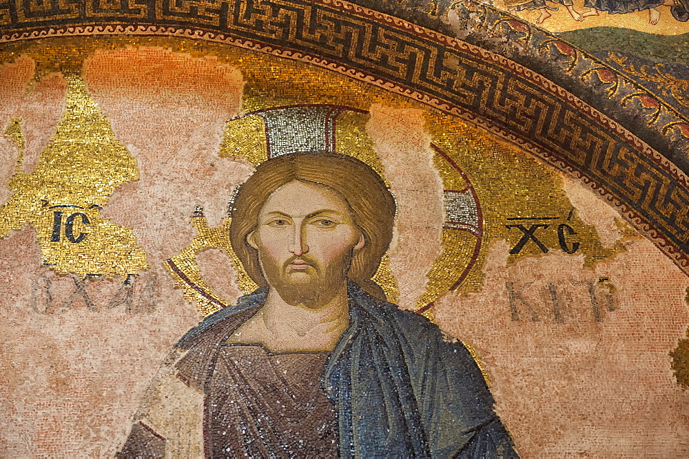 Khalke Jesus mosaic, Church of the Holy Saviour in Chora (Kariye Camii), Istanbul, Turkey, Europe 