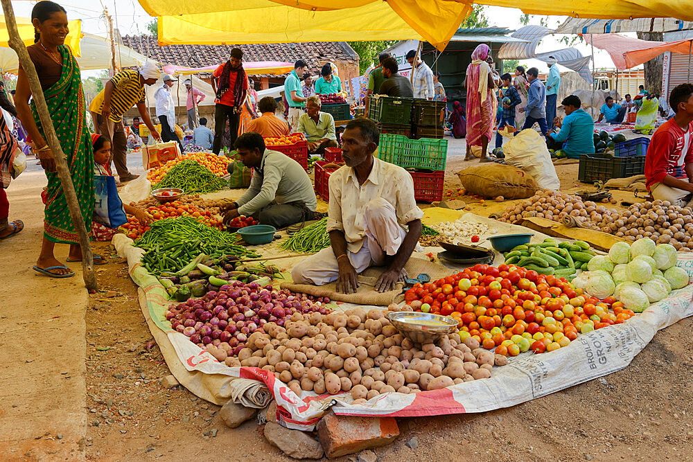 Kanha street market, Madhya Pradesh State, India, Asia