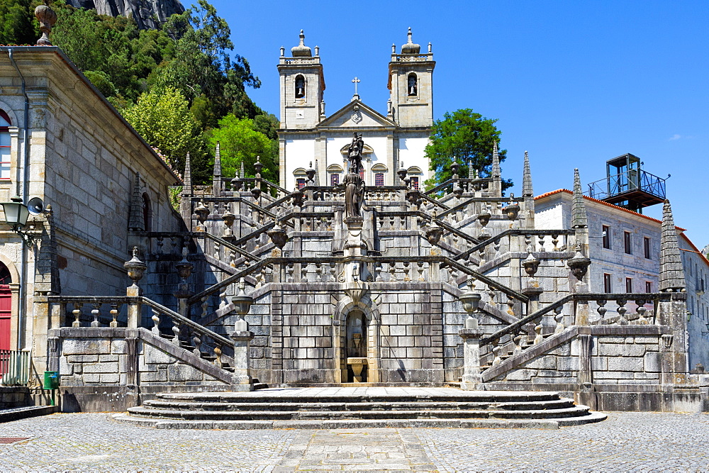 Nossa Senhora da Peneda Sanctuary and Virtue stairway, Peneda Geres National Park, Gaviera, Minho province, Portugal, Europe