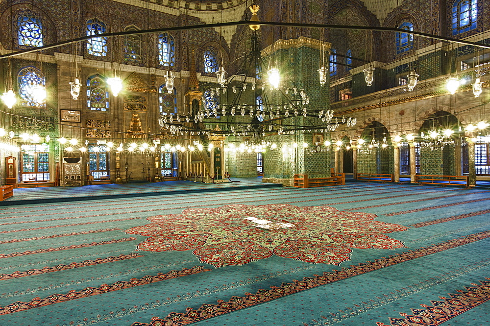 Interior of Yeni Cami (New Mosque), Istanbul Old city, Turkey, Europe 