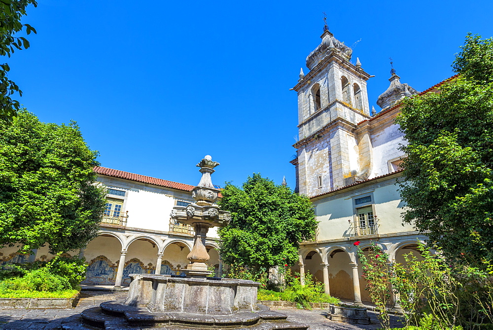 St. Martin of Tibaes Monastery, Cemetery Cloister and fountain, Braga, Minho, Portugal, Europe