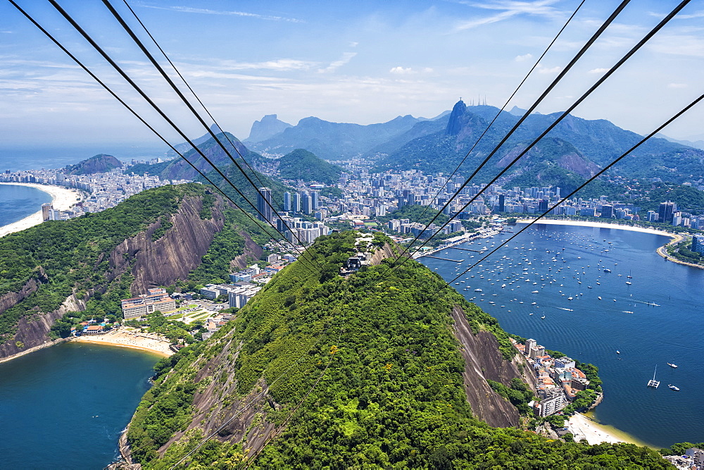 View over Botafogo and the Corcovado from the Sugar Loaf Mountain, Rio de Janeiro, Brazil, South America 