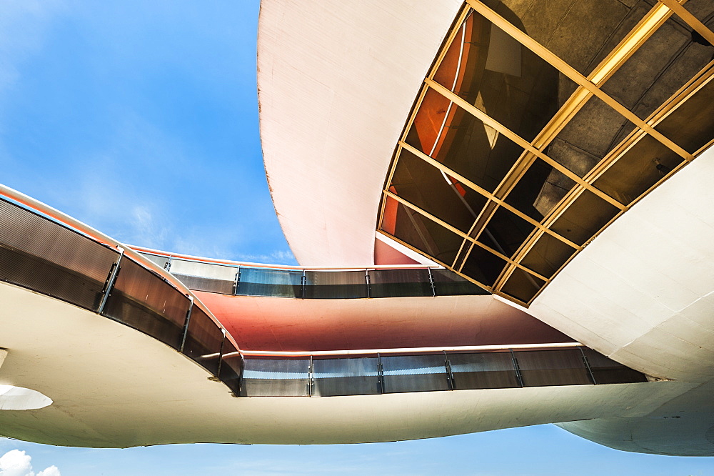 Detail of the structure of the Niemeyer Museum of Contemporary Arts, Niteroi, Rio de Janeiro, Brazil, South America 