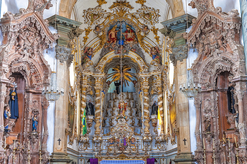 Main altar, Sao Francisco de Assis Church, Sao Joao del Rey, Minas Gerais, Brazil, South America 