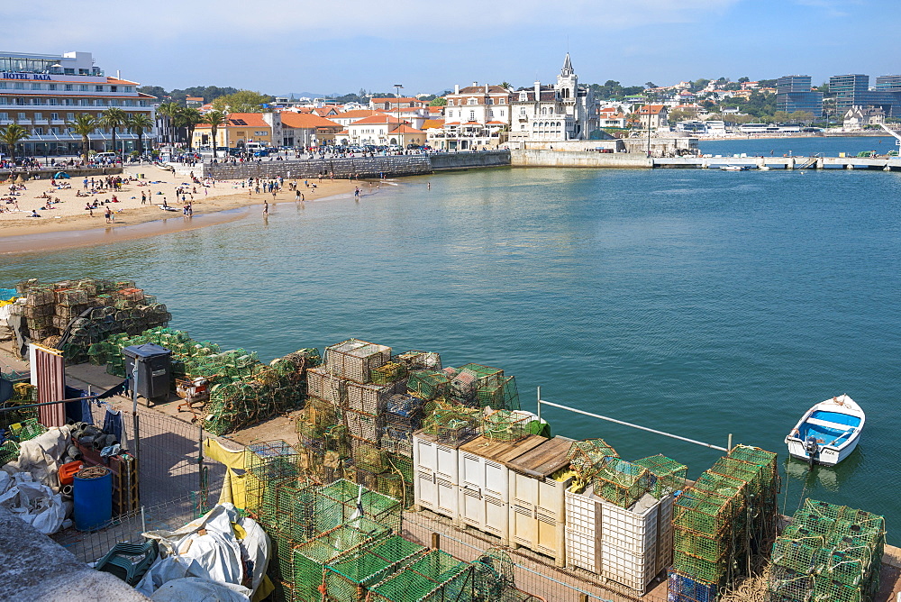 Cascais Pier and Beach, Cascais, Lisbon Coast, Portugal, Europe