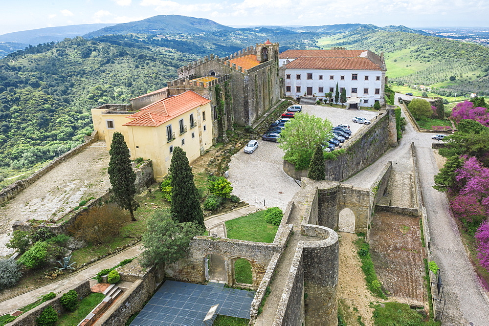 View from Palmela castle over the Serra da Arrabida, Setubal Peninsula, Lisbon Coast, Portugal, Europe