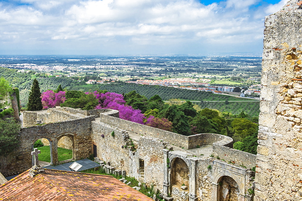 View from Palmela castle over the Serra da Arrabida, Setubal Peninsula, Lisbon Coast, Portugal, Europe