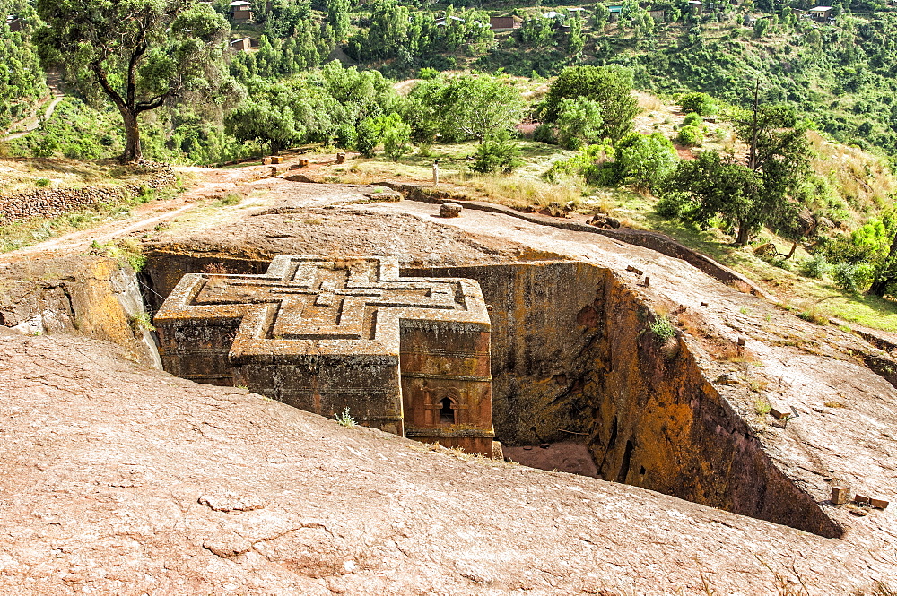 Monolithic rock-cut Church of Bete Giyorgis (St. George), UNESCO World Heritage Site, Lalibela, Amhara region, Northern Ethiopia, Africa 