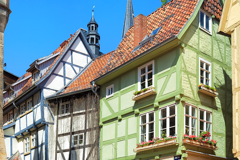 Half-timbered houses, Quedlinburg, UNESCO World Heritage Site, Harz, Saxony-Anhalt, Germany, Europe