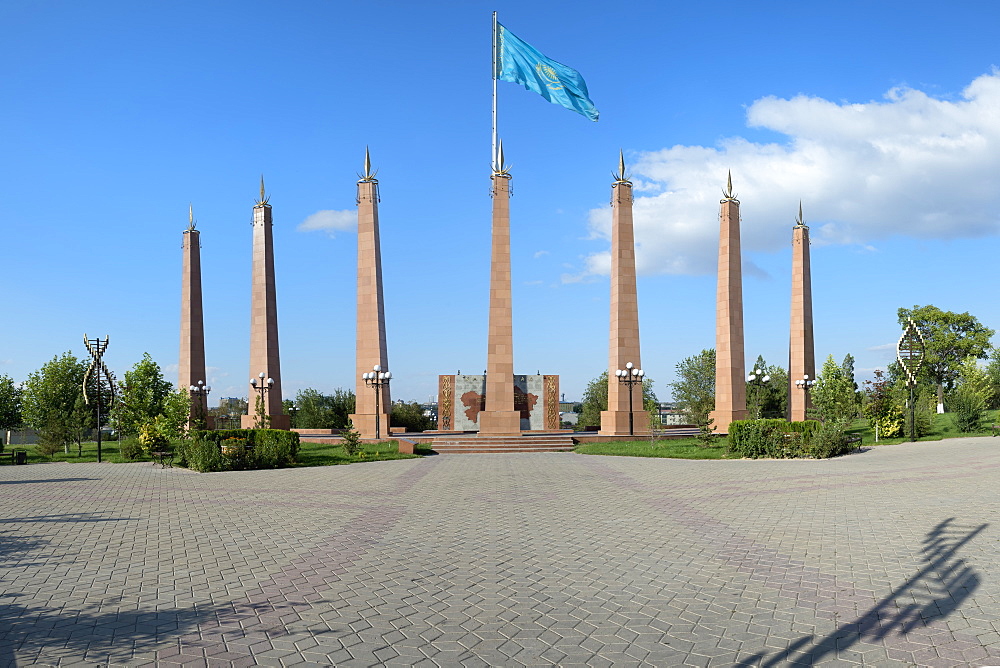 Granite obelisk, Independence Park, Shymkent, South Region, Kazakhstan, Central Asia, Asia