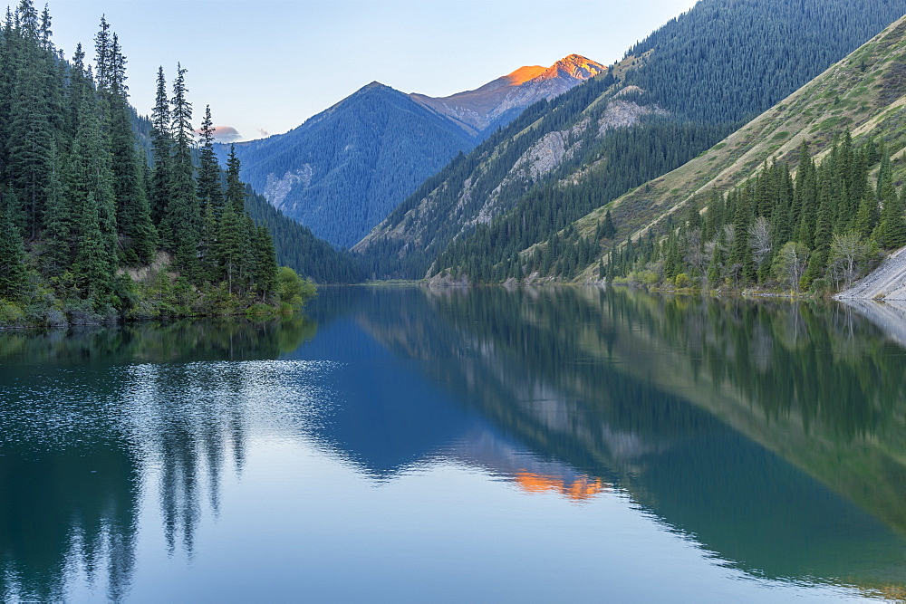 Kolsay Lake at early morning, Tien Shan Mountains, Kazakhstan, Central Asia, Asia