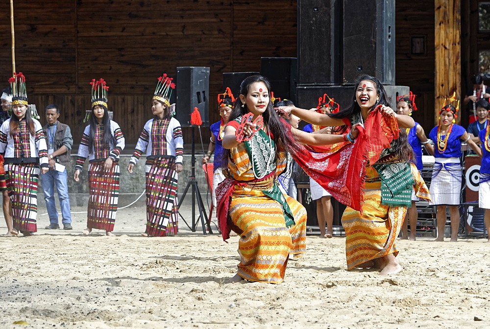 Tribal ritual dances at the Hornbill Festival, Kohima, Nagaland, India, Asia