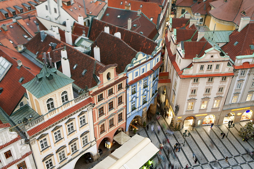 Overview of buildings on the Old Town Square, UNESCO World Heritage Site, Prague, Czech Republic, Europe