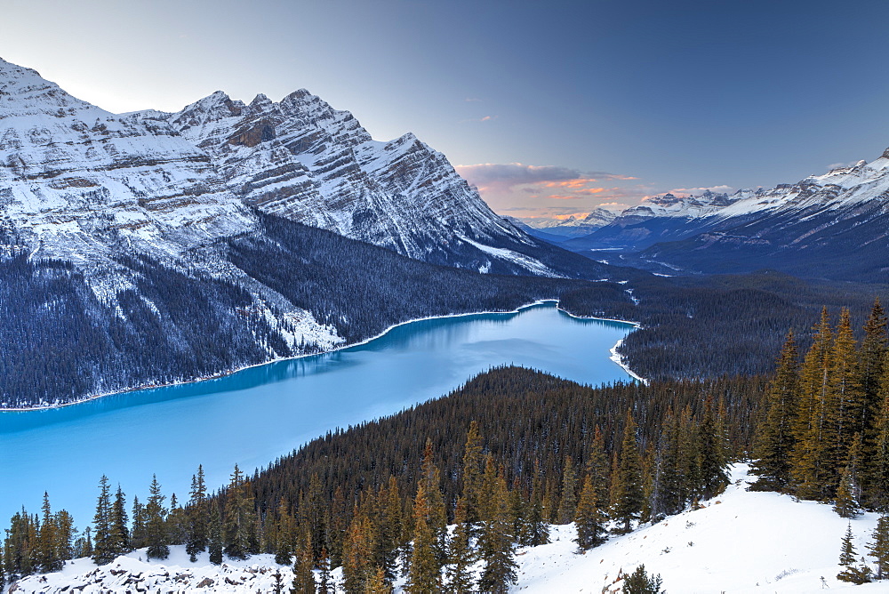 Peyto Lake at Sunset, Banff National Park, UNESCO World Heritage Site, Rocky Mountains, Alberta, Canada, North America