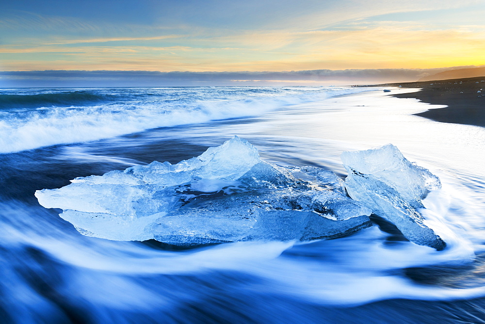 Iceberg on the Beach at Jokulsarlon, Iceland, Polar Regions