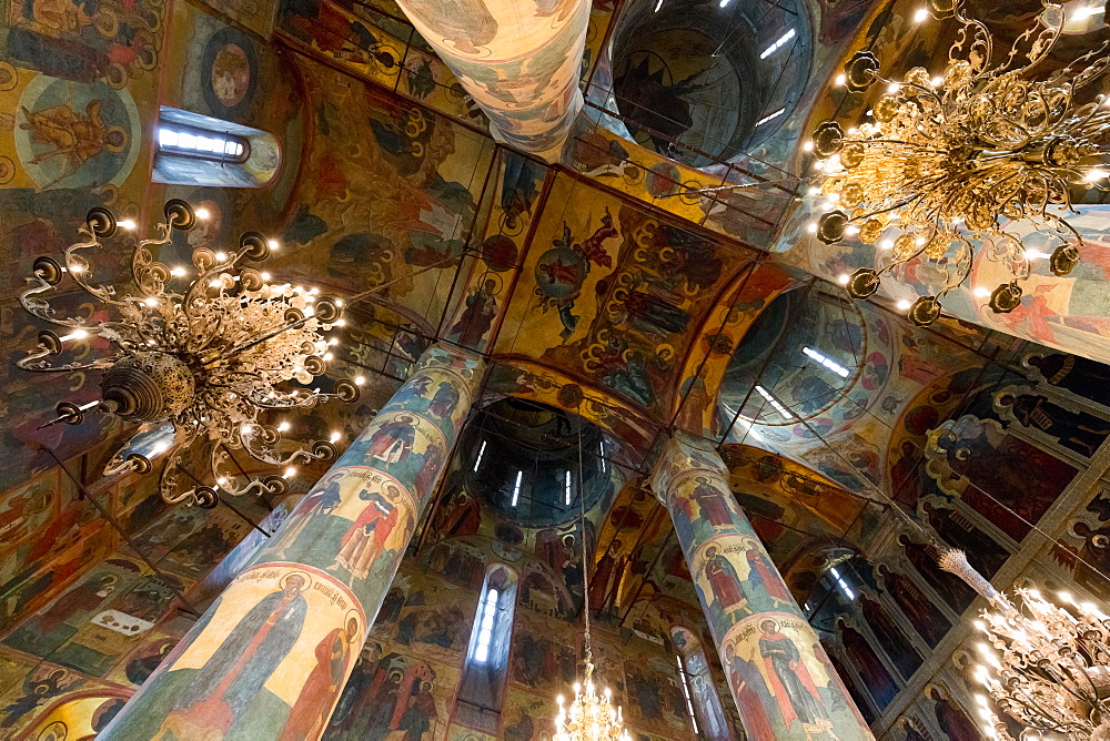 Interior of Annunciation Cathedral, Kremlin, UNESCO World Heritage Site, Moscow, Russia, Europe