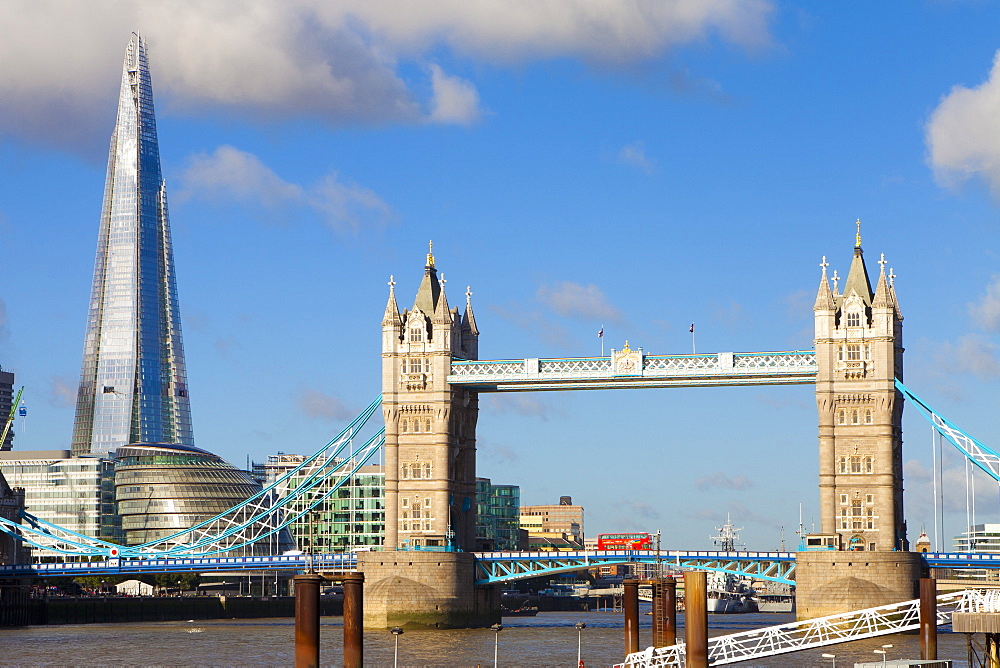 The Shard and Tower Bridge, London, England, United Kingdom, Europe