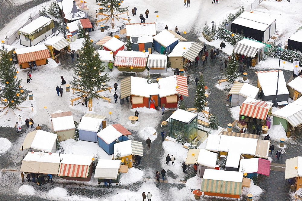 View over the Neumarkt Christmas Market below the Frauenkirche, Dresden, Saxony, Germany, Europe 