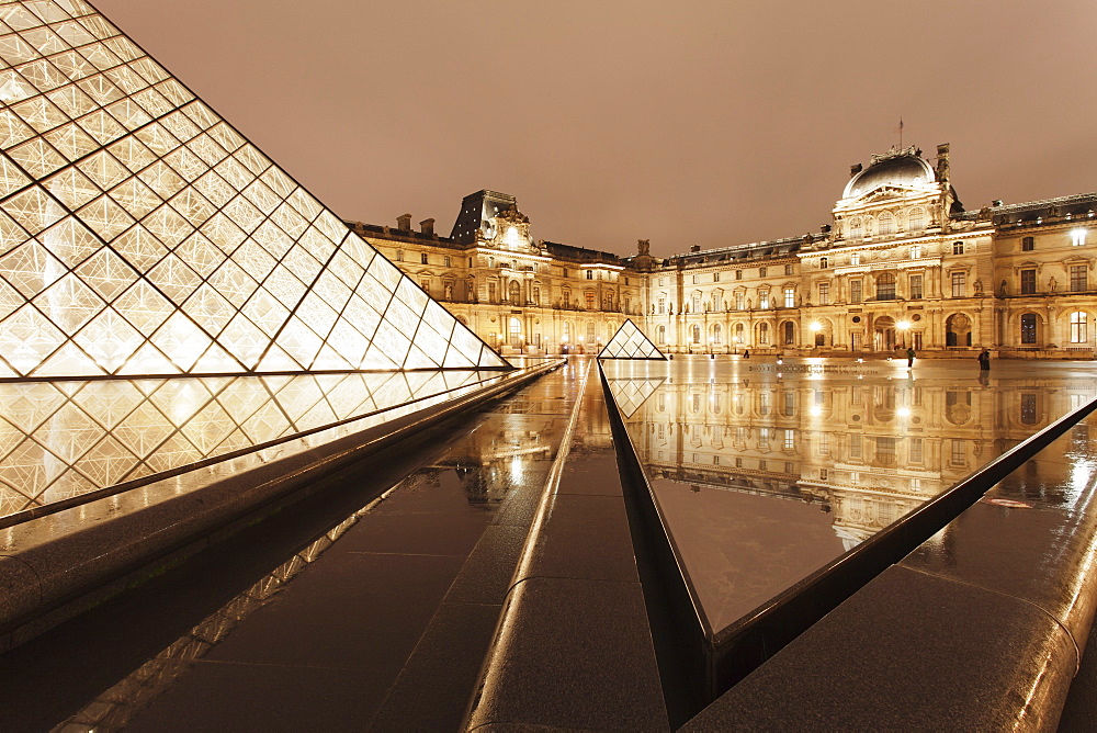 The Louvre and Pyramid, Paris, Ile de France, France, Europe 