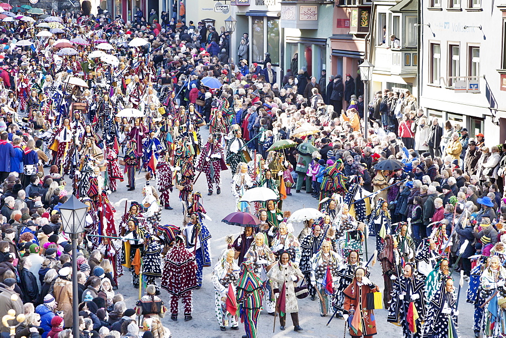 Narrensprung, traditional carnival, Rottweiler Fasnet, Rottweil, Black Forest, Baden Wurttemberg, Germany, Europe 