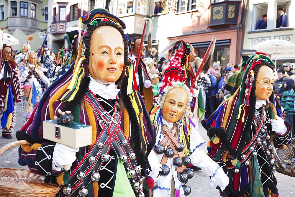 Narrensprung, traditional carnival, Rottweiler Fasnet, Rottweil, Black Forest, Baden Wurttemberg, Germany, Europe 