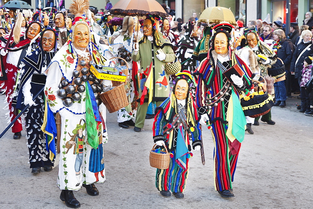 Narrensprung, traditional carnival, Rottweiler Fasnet, Rottweil, Black Forest, Baden Wurttemberg, Germany, Europe 