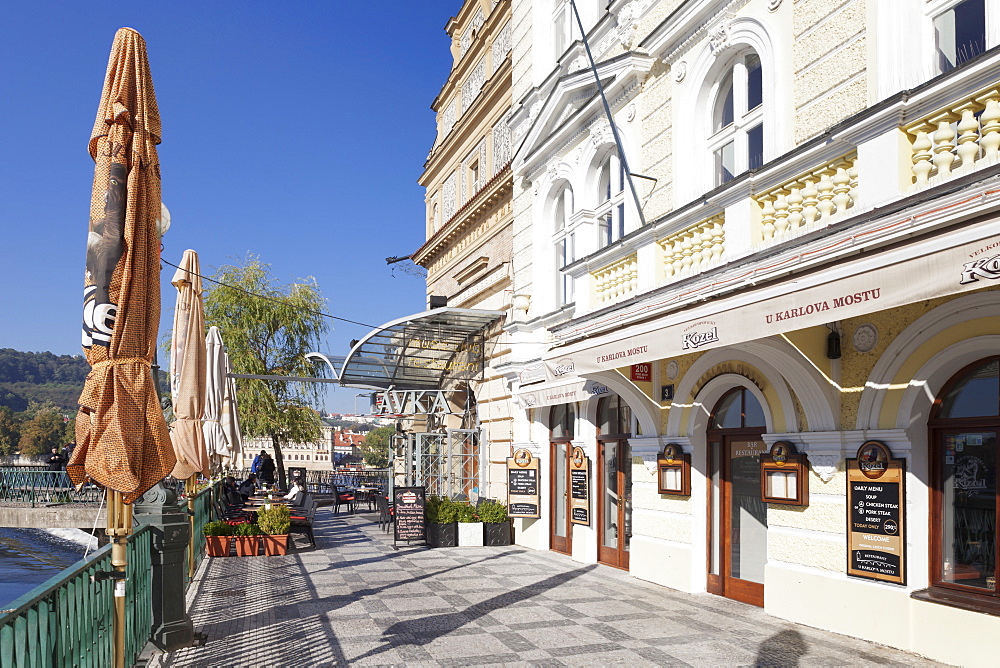 Restaurant and Cafe at Smetana Museum near Charles Bridge at the River Vltava, Prague, Bohemia, Czech Republic, Europe