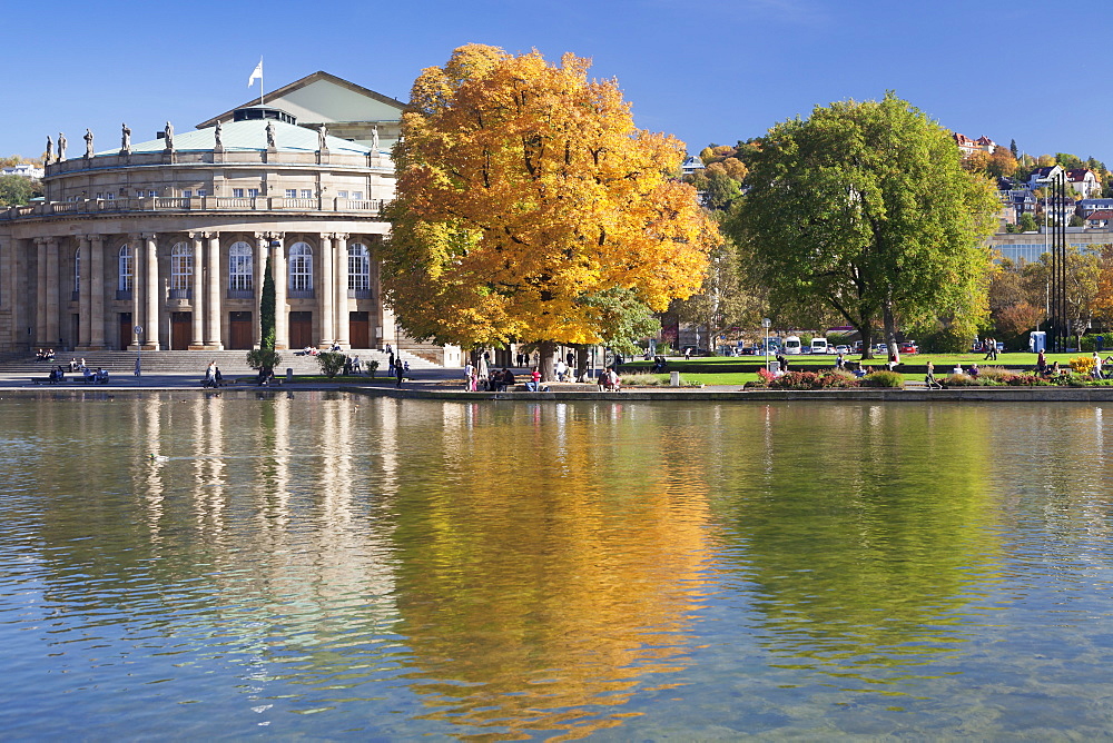 Staatstheater (State Theatre) and Schlosspark in autumn, Stuttgart, Baden Wurttemberg, Germany, Europe