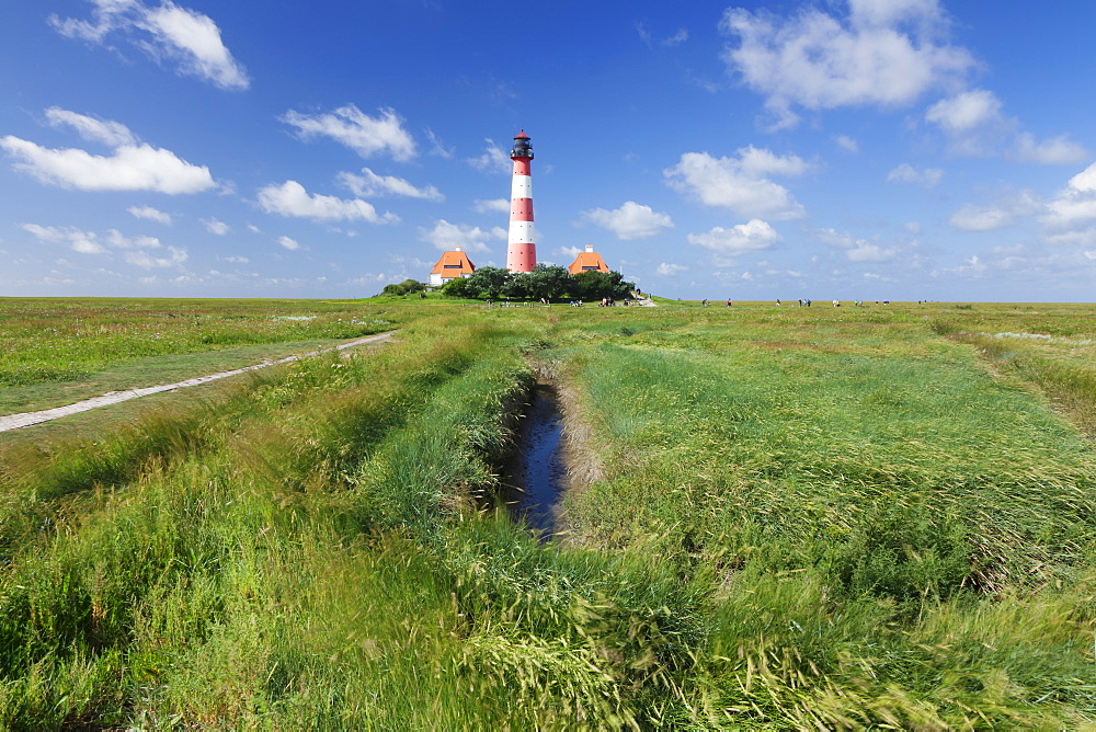 Westerheversand Lighthouse, Westerhever, Eiderstedt Peninsula, Schleswig Holstein, Germany, Europe 