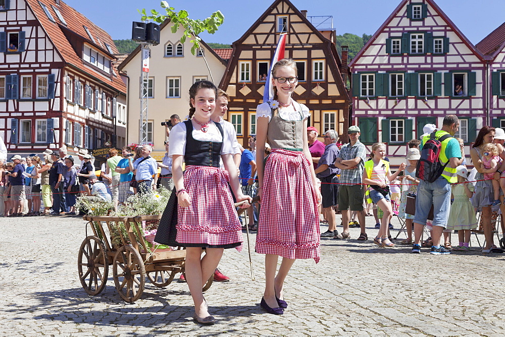 Historical parade at Bad Urach Schaferlauf, Bad Urach Swabian Alb, Baden Wurttemberg, Germany, Europe