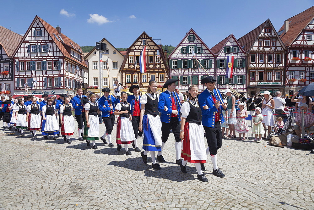 Historical parade at Bad Urach Schaferlauf, Bad Urach Swabian Alb, Baden Wurttemberg, Germany, Europe