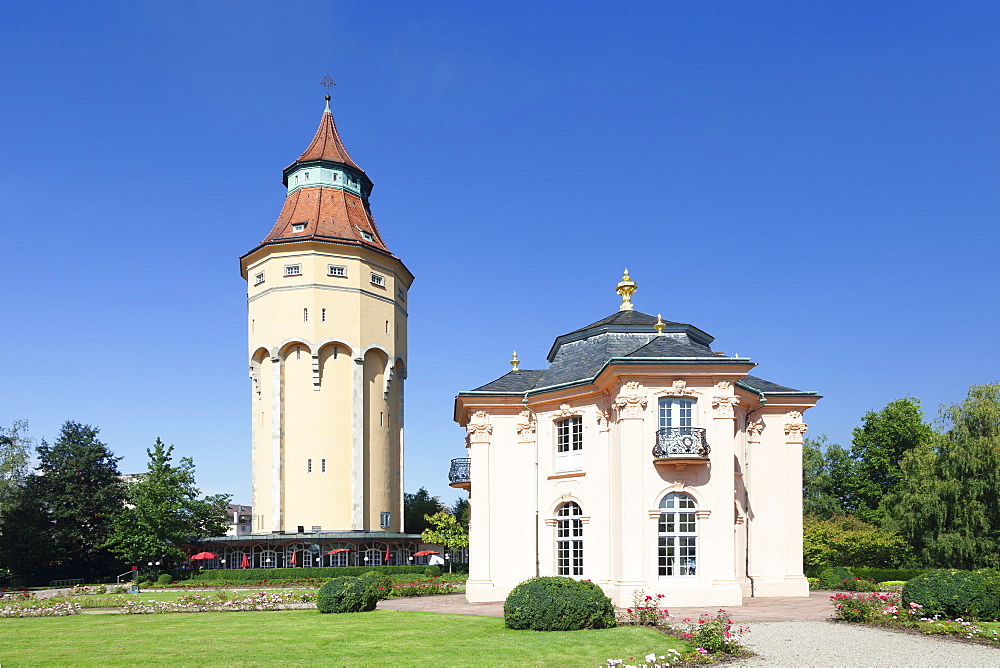 Water Tower and Pagodenburg Pavillon, Rastatt, Black Forest, Baden Wurttemberg, Germany, Europe