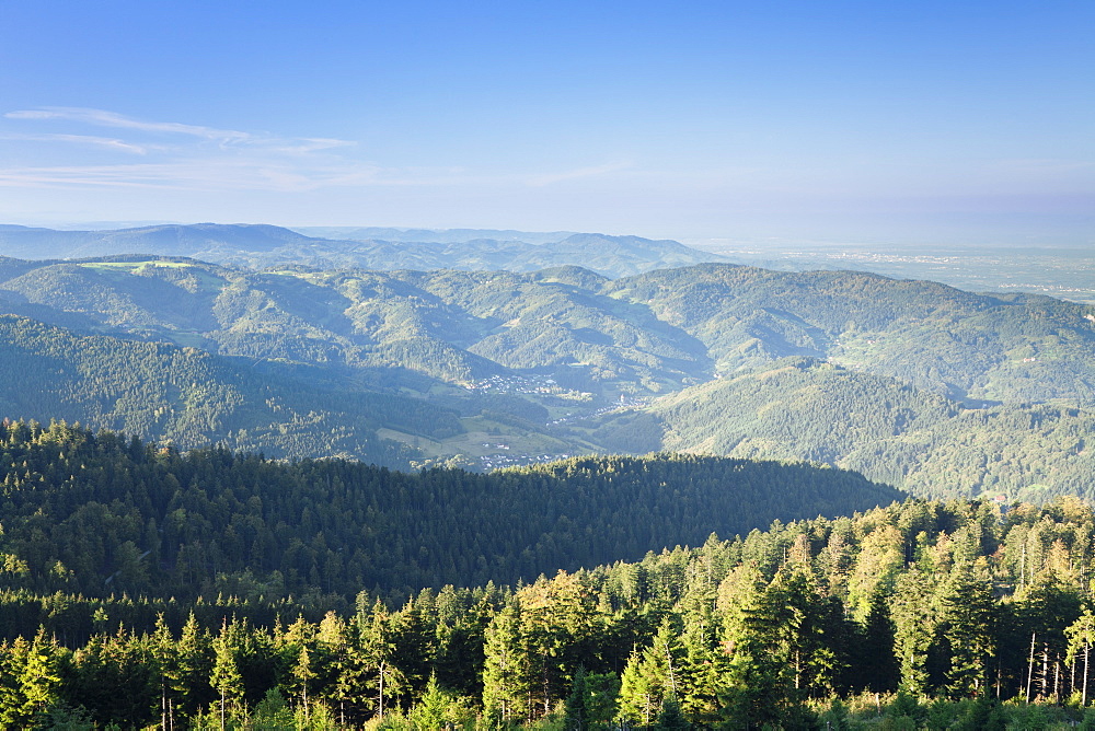 View over Hornisgrinde mountain over Achtertal Valley to Southern Black Forest, Baden Wurttemberg, Germany, Europe