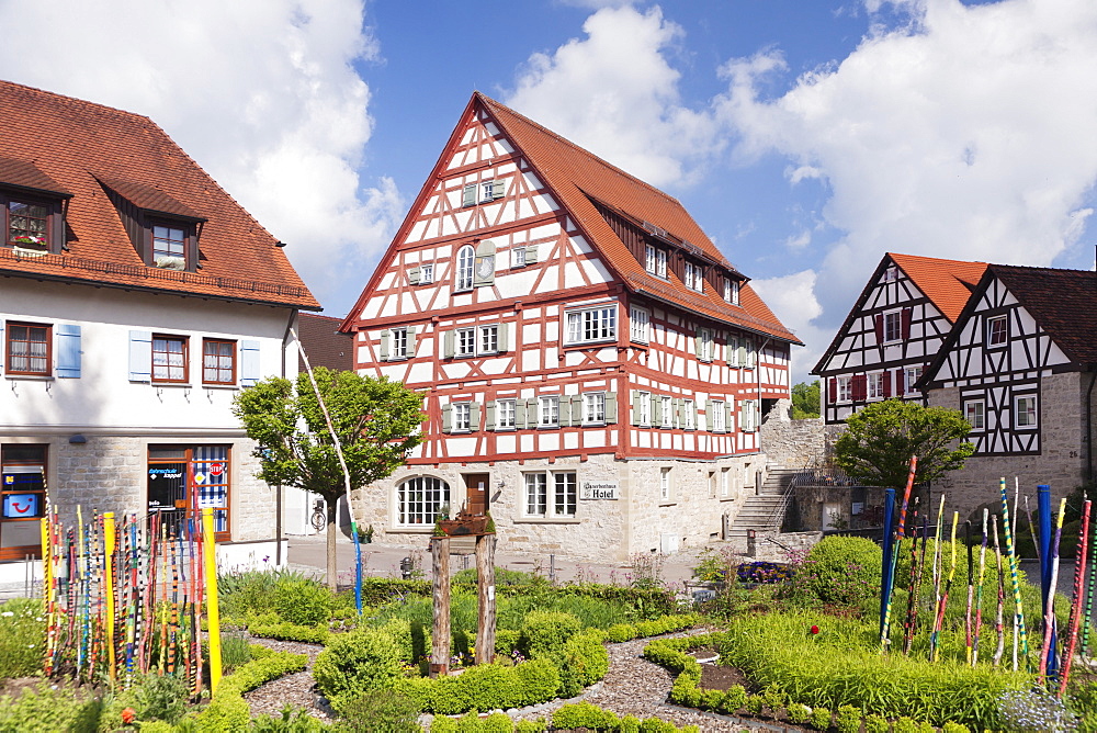 Half timbered house, old town, Vellberg, Hohenlohe Region, Baden Wurttemberg, Germany, Europe