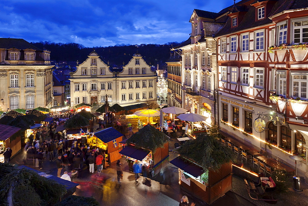 Christmas fair, market place, Schwaebisch Hall, Hohenlohe, Baden Wurttemberg, Germany, Europe