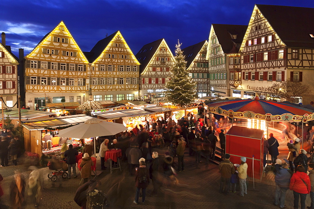 Christmas Fair in the Market Place, Herrenberg, Boblingen District, Baden Wurttemberg, Germany, Europe