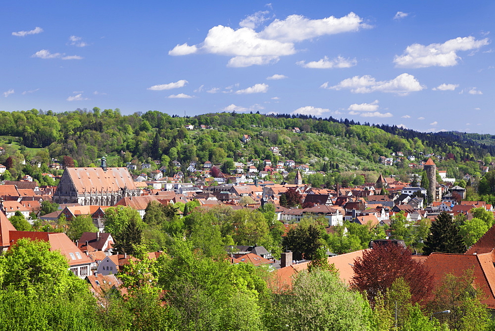 High angle view of Schwabisch Gmund, Baden Wurttemberg, Germany, Europe