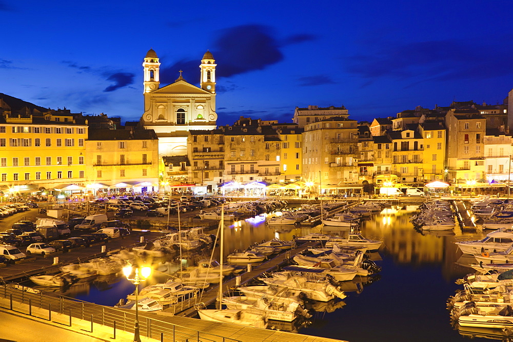 Old town at the old harbour with the church of Jean Baptiste, Bastia, Corsica, France, Mediterranean, Europe 