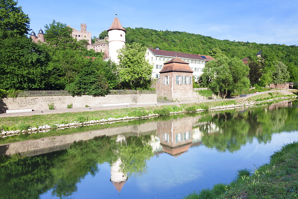 Roter Turm Tower, Wertheim Castle, Tauber River, Wertheim, Main Tauber District, Baden Wurttemberg, Germany, Europe