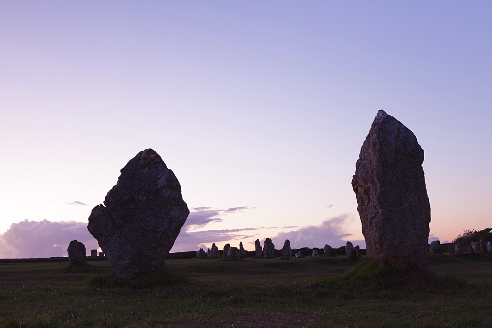 Megaliths of Alignements de Lagatjar, Camaret, Rade de Brest, Brittany, France, Europe 