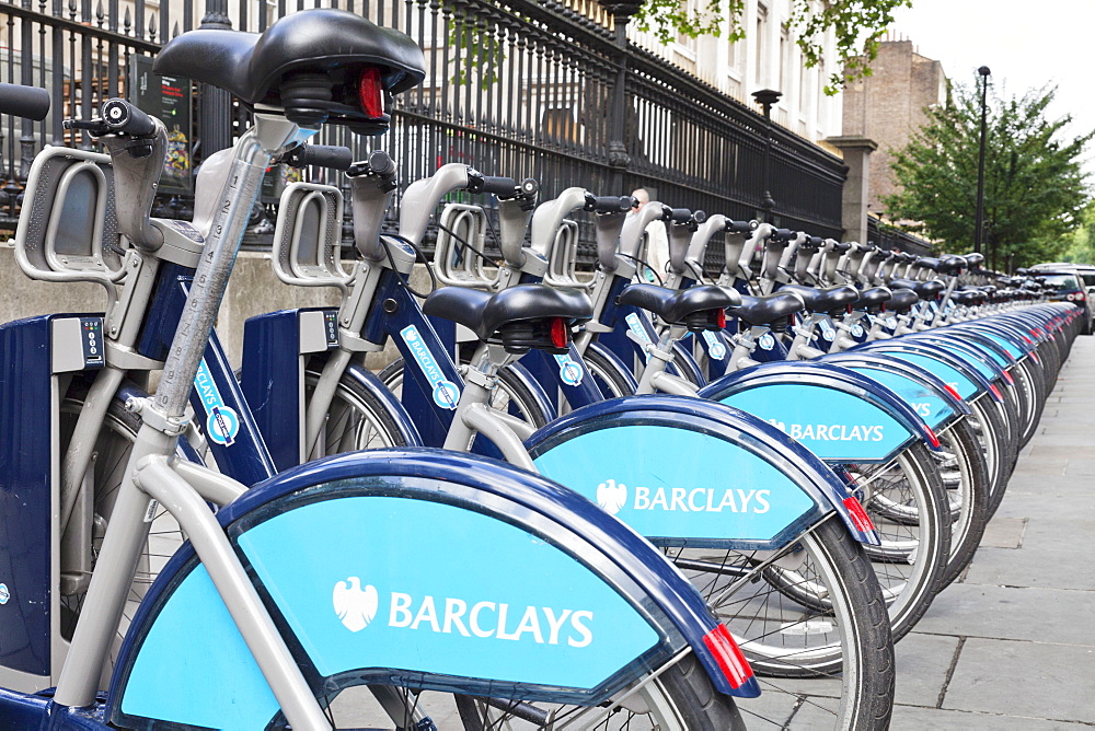 Barclays Cycle Hire, Boris Bike, Cycle Hire at Docking Station, London, England, United Kingdom, Europe