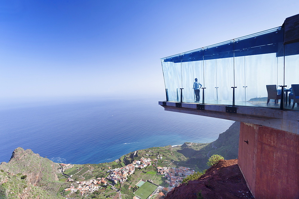 View from Restaurant Mirador de Abrante to Agulo, La Gomera, Canary Islands, Spain, Atlantic, Europe